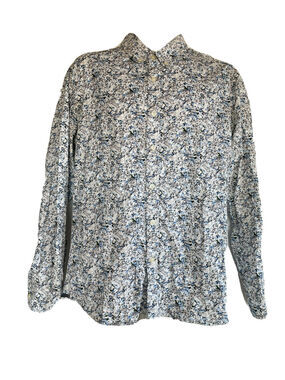 level ten mens modern floral button up Long Sleeve shirt Size M